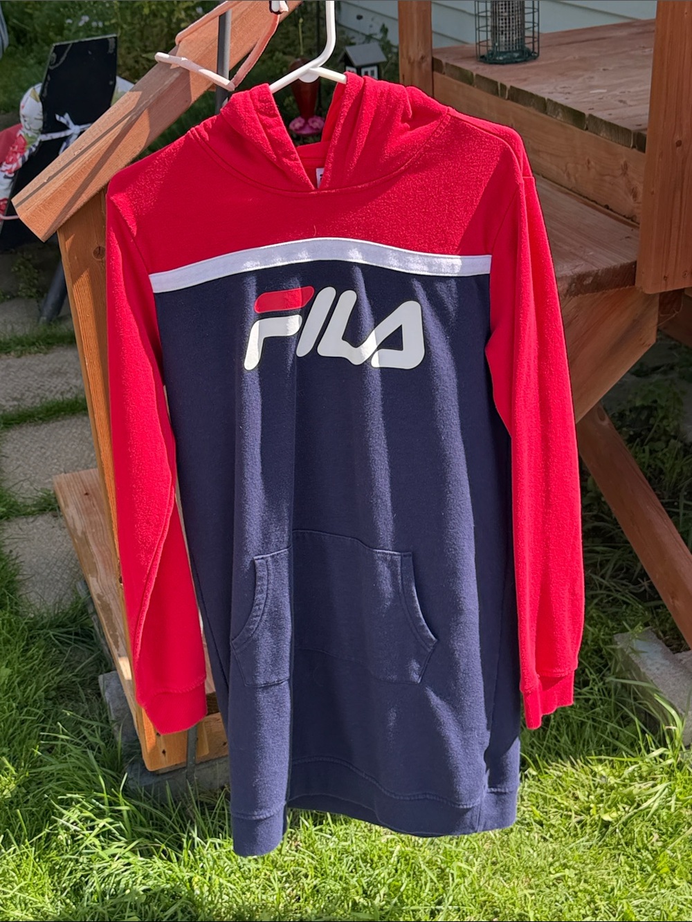 FILA Red and Navy Crewneck Hoodie Dress